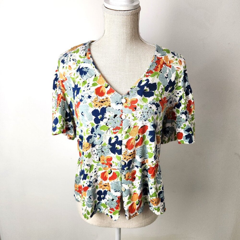 Lauren Ralph Lauren Top Womens PL Peplum Garden Floral Boho Church Office
